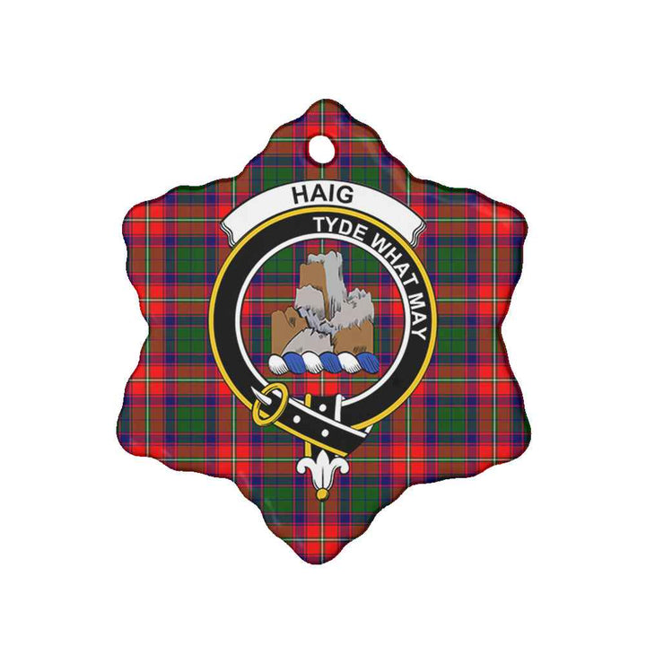 Scottish Haig Clan Crest Tartan Ceramic Ornament Snow Flake Shape Tartan Plaid