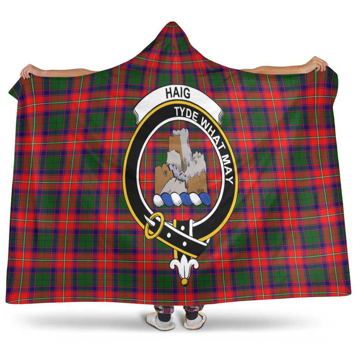 Scottish Haig Clan Crest Tartan Hooded Blanket Tartan Plaid 1