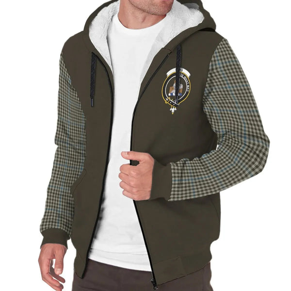 Scottish Haig Clan Crest Tartan Plaid Sleeve Sherpa Hoodie