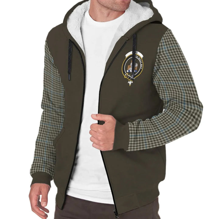 Scottish Haig Clan Crest Tartan Plaid Sleeve Sherpa Hoodie