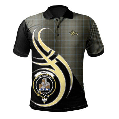 Scottish Haig Clan Crest Tartan Polo Shirt Believe in Me Front Side Tartan Plaid
