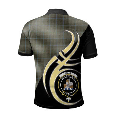 Scottish Haig Clan Crest Tartan Polo Shirt Believe in Me Back Side Tartan Plaid