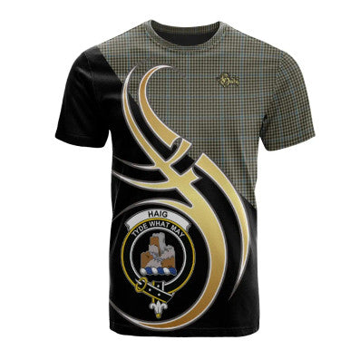Scottish Haig Clan Crest Tartan T-Shirt Believe in Me Front Side Tartan Plaid