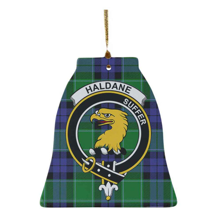 Scottish Haldane Clan Crest Tartan Ceramic Ornament Bell Shape Tartan Plaid