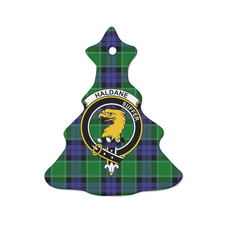 Scottish Haldane Clan Crest Tartan Ceramic Ornament Tree Shape Tartan Plaid