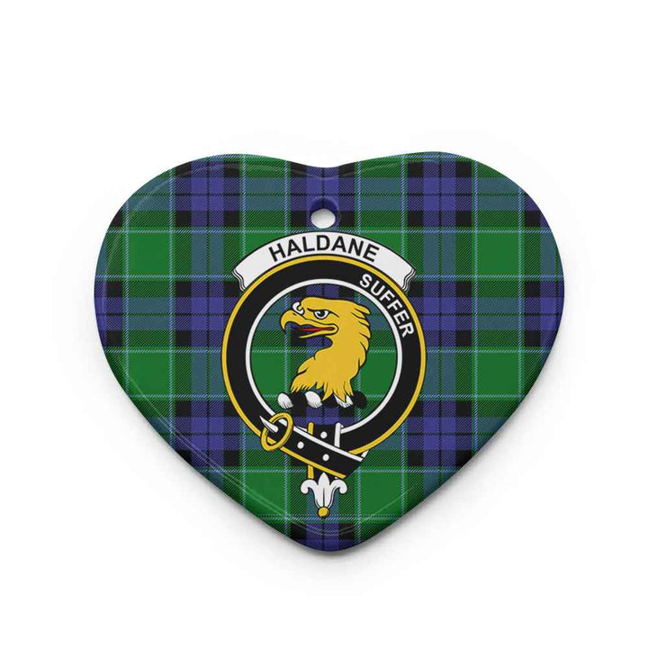 Scottish Haldane Clan Crest Tartan Ceramic Ornament Heart Shape Tartan Plaid