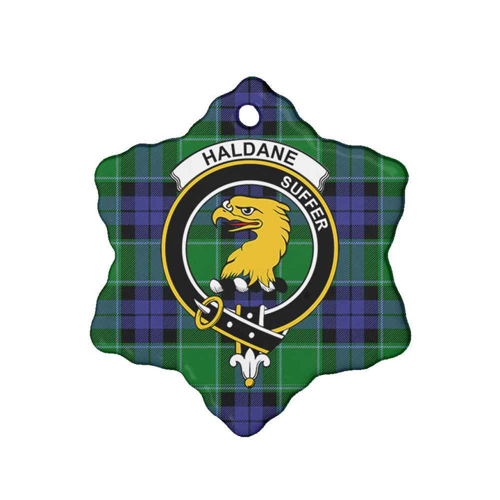 Scottish Haldane Clan Crest Tartan Ceramic Ornament Snow Flake Shape Tartan Plaid