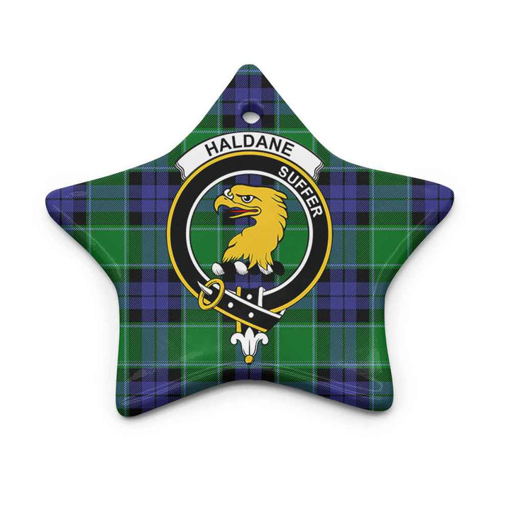 Scottish Haldane Clan Crest Tartan Ceramic Ornament Star Shape Tartan Plaid