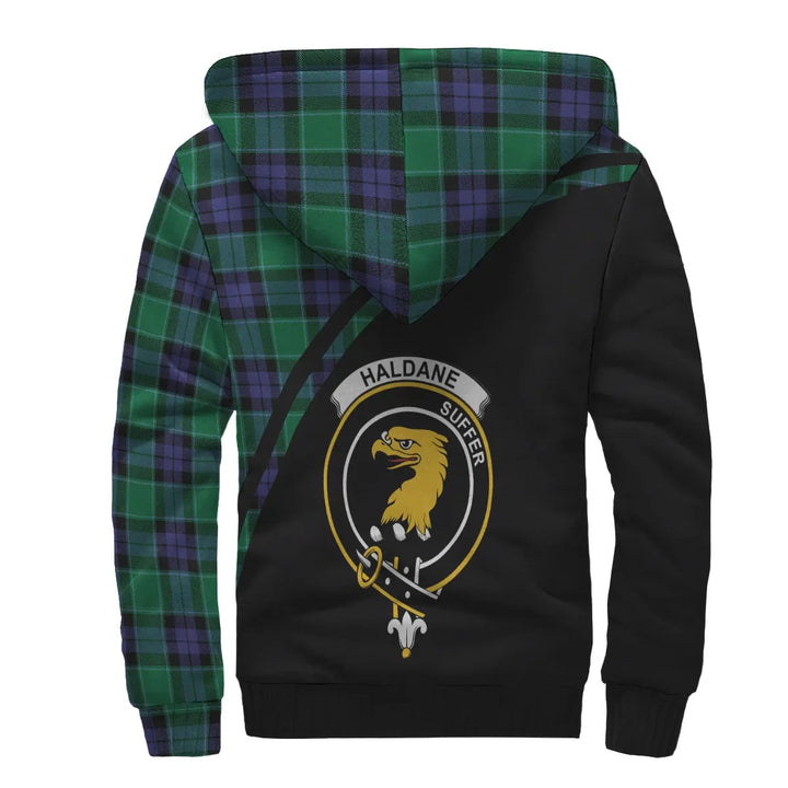 Scottish Haldane Clan Crest Tartan Curve Sherpa Hoodie