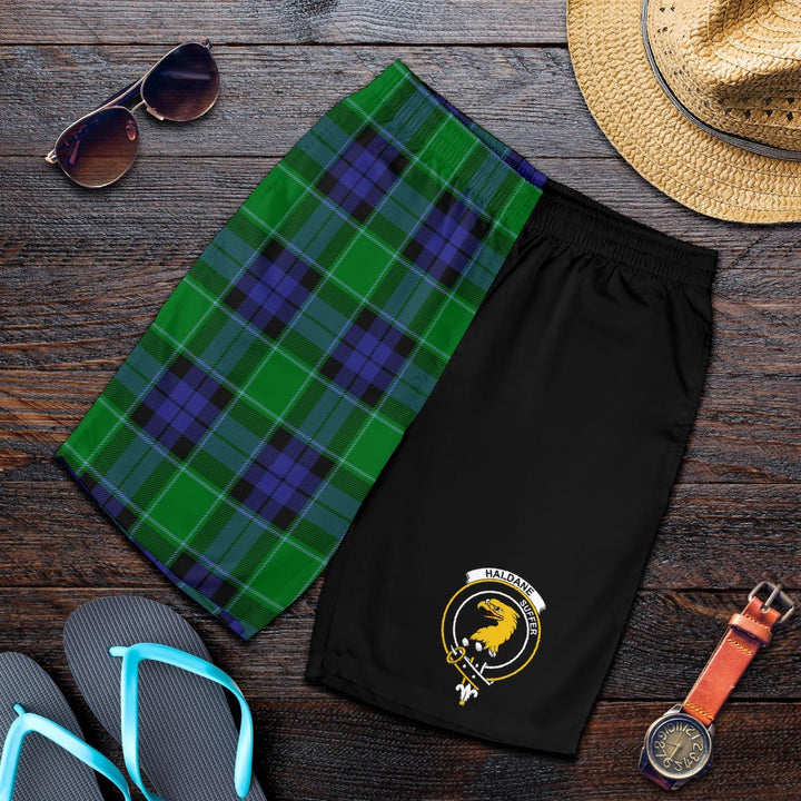 Scottish Haldane Clan Crest Tartan Half of Me Men's Shorts