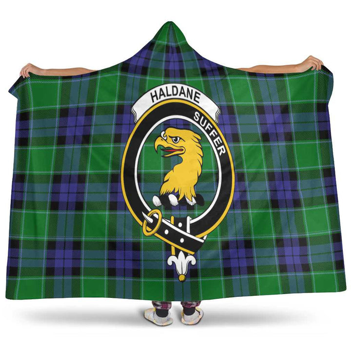 Scottish Haldane Clan Crest Tartan Hooded Blanket Tartan Plaid 1