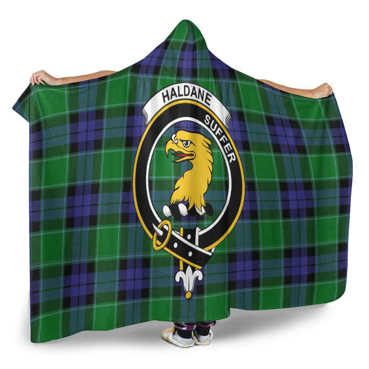 Scottish Haldane Clan Crest Tartan Hooded Blanket Tartan Plaid 2