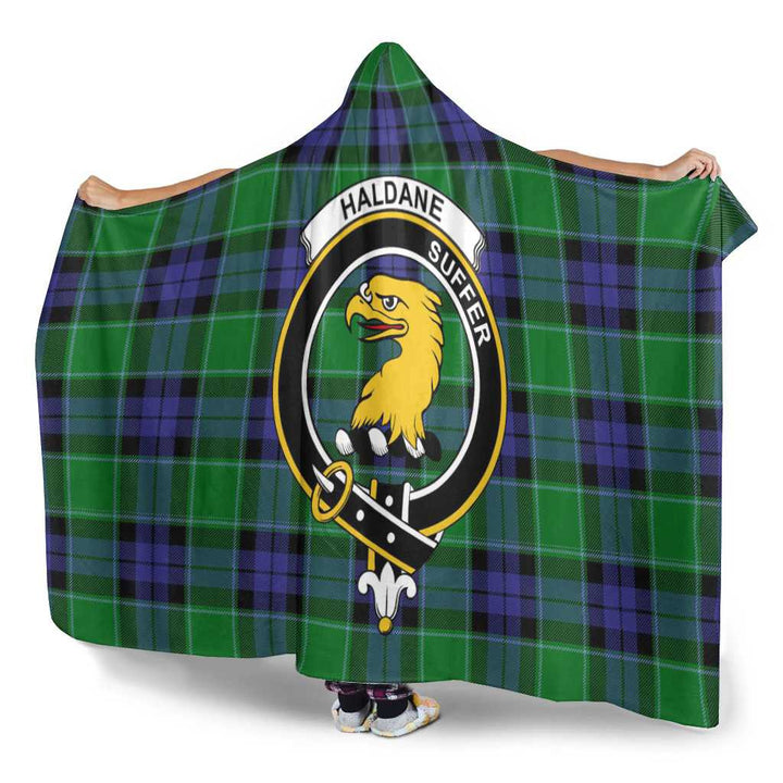 Scottish Haldane Clan Crest Tartan Hooded Blanket Tartan Plaid 3