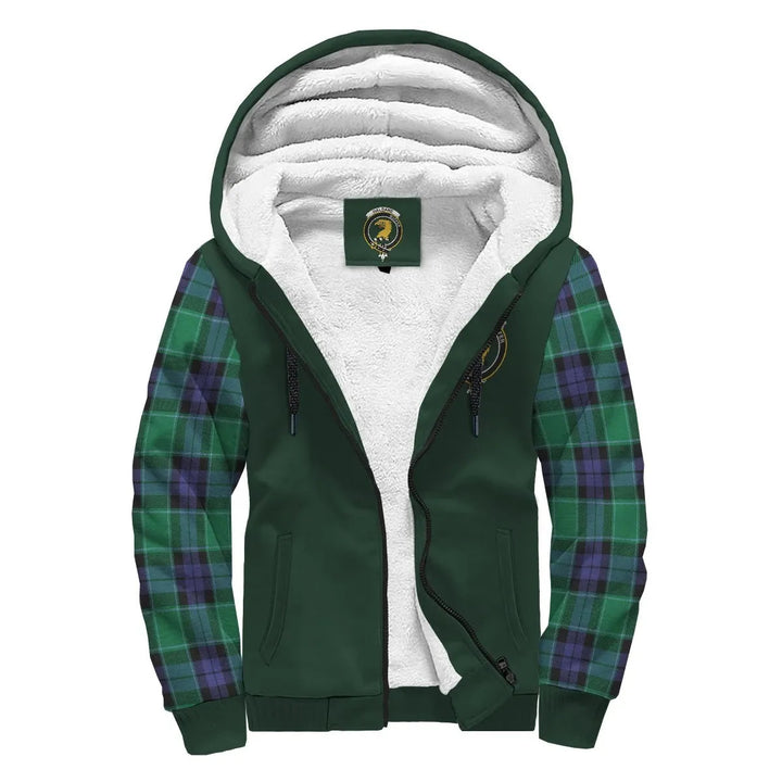 Scottish Haldane Clan Crest Tartan Plaid Sleeve Sherpa Hoodie
