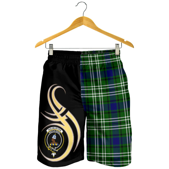 Scottish Haliburton Clan Crest Tartan Believe in Me Men's Shorts