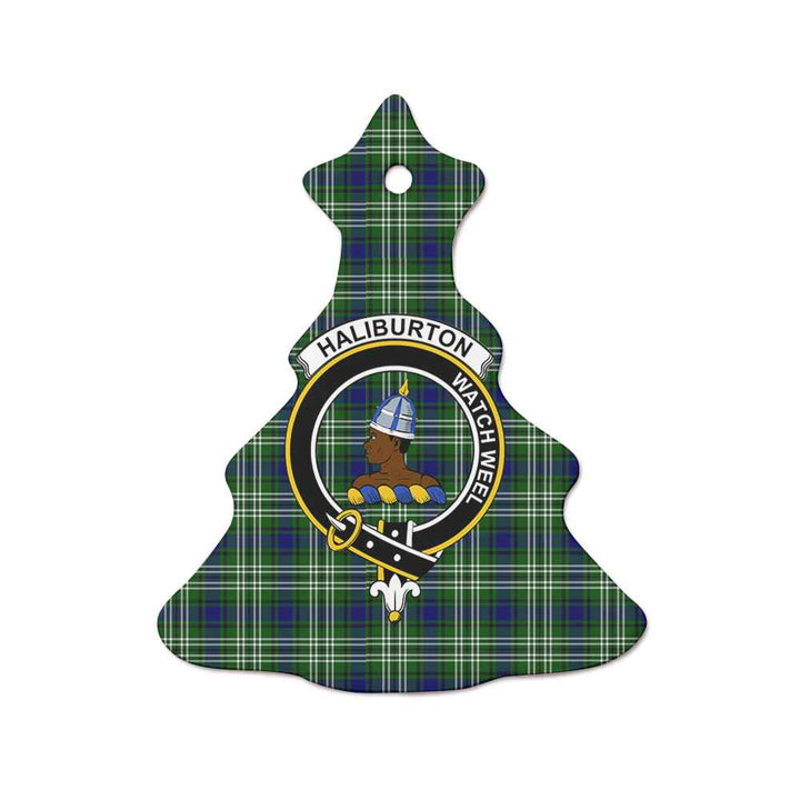 Scottish Haliburton Clan Crest Tartan Ceramic Ornament Tree Shape Tartan Plaid