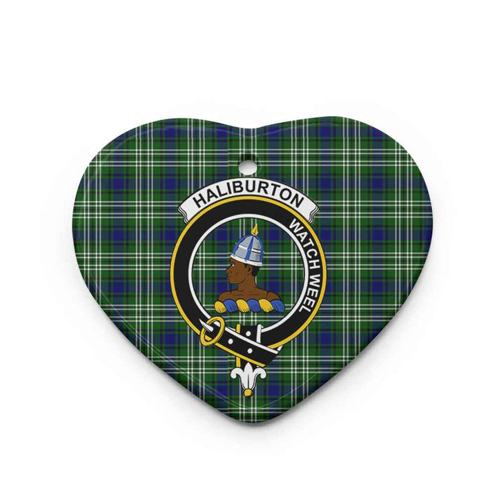 Scottish Haliburton Clan Crest Tartan Ceramic Ornament Heart Shape Tartan Plaid