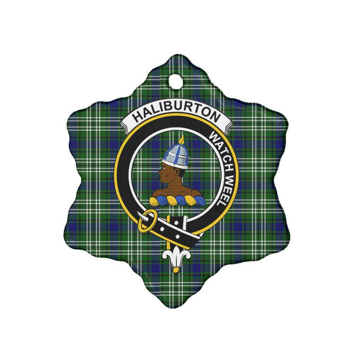 Scottish Haliburton Clan Crest Tartan Ceramic Ornament Snow Flake Shape Tartan Plaid