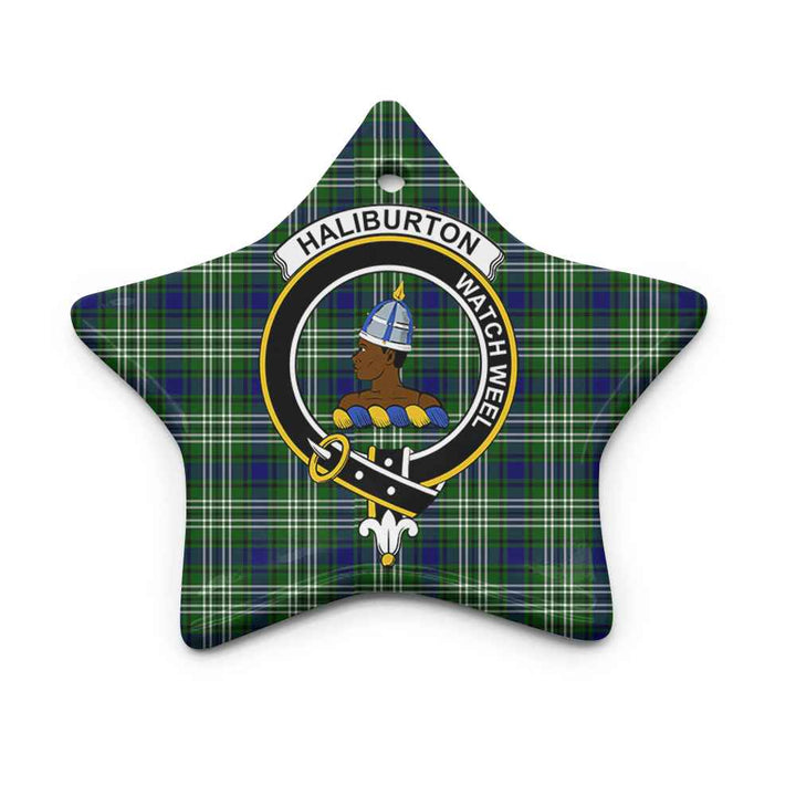 Scottish Haliburton Clan Crest Tartan Ceramic Ornament Star Shape Tartan Plaid