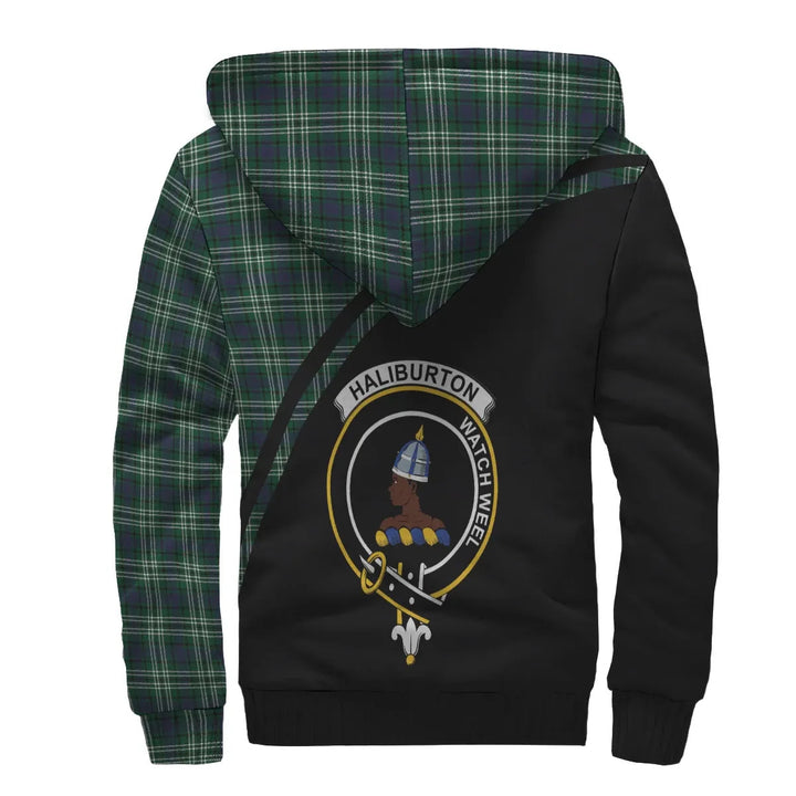 Scottish Haliburton Clan Crest Tartan Curve Sherpa Hoodie