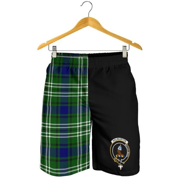 Scottish Haliburton Clan Crest Tartan Half of Me Men's Shorts
