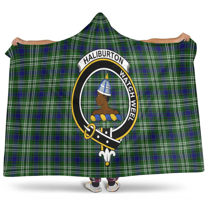 Scottish Haliburton Clan Crest Tartan Hooded Blanket Tartan Plaid 1