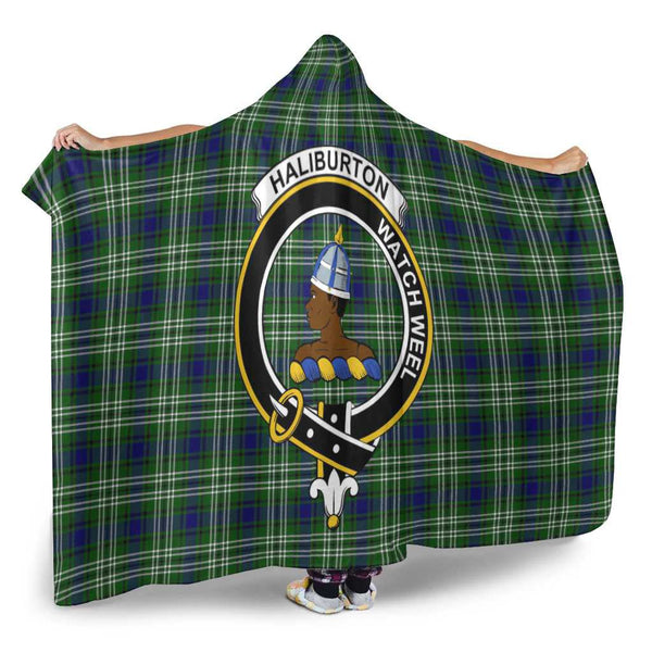 Scottish Haliburton Clan Crest Tartan Hooded Blanket Tartan Plaid 2