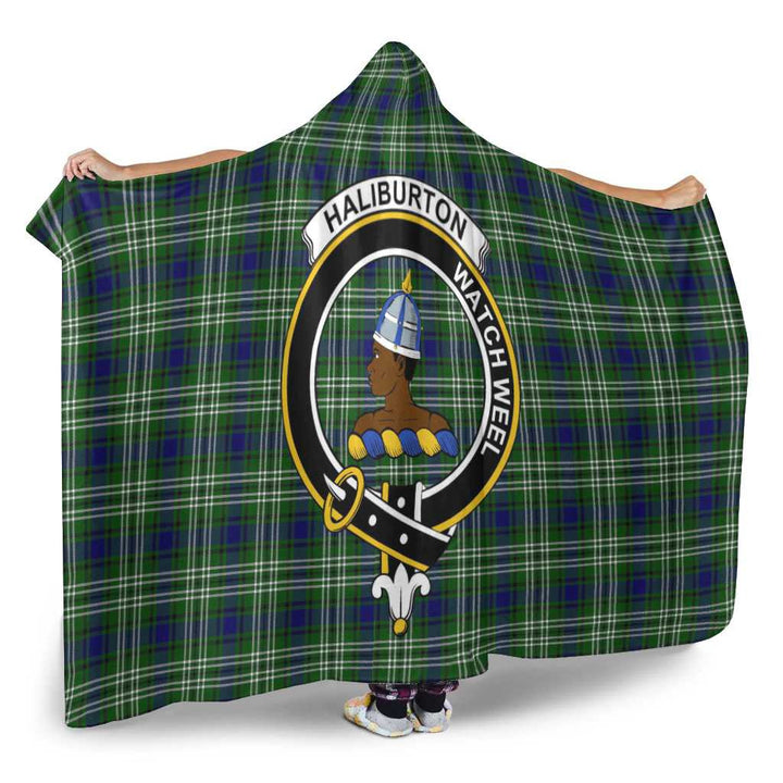 Scottish Haliburton Clan Crest Tartan Hooded Blanket Tartan Plaid 2