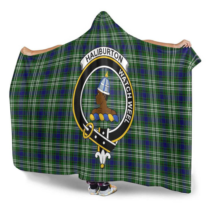 Scottish Haliburton Clan Crest Tartan Hooded Blanket Tartan Plaid 3