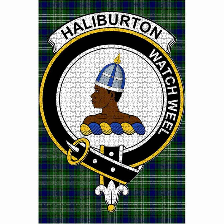Scottish Haliburton Clan Crest Tartan Jigsaw Puzzle 1