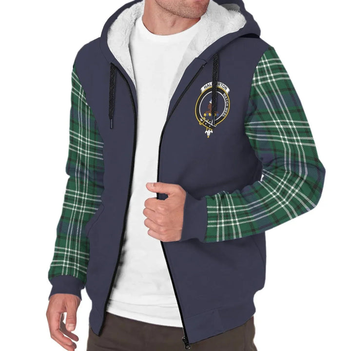 Scottish Haliburton Clan Crest Tartan Plaid Sleeve Sherpa Hoodie