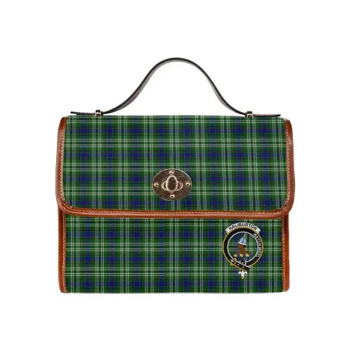 Scottish Haliburton Clan Crest Tartan Waterproof Canvas Bag Tartan Plaid 1