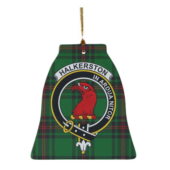 Scottish Halkerston Clan Crest Tartan Ceramic Ornament Bell Shape Tartan Plaid