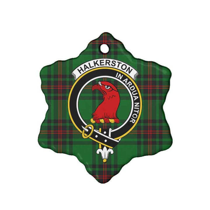 Scottish Halkerston Clan Crest Tartan Ceramic Ornament Snow Flake Shape Tartan Plaid