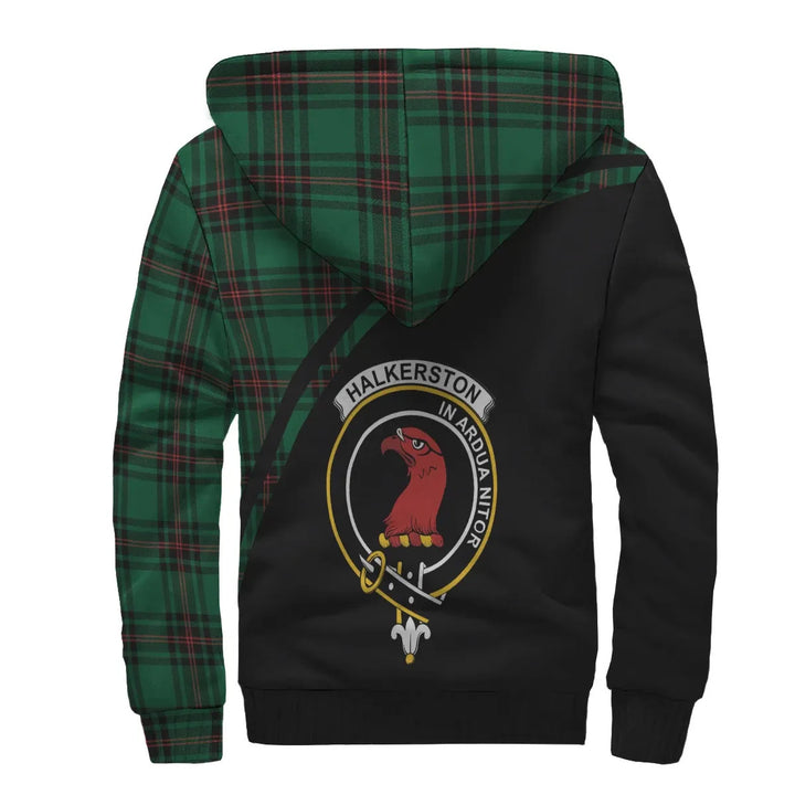 Scottish Halkerston Clan Crest Tartan Curve Sherpa Hoodie