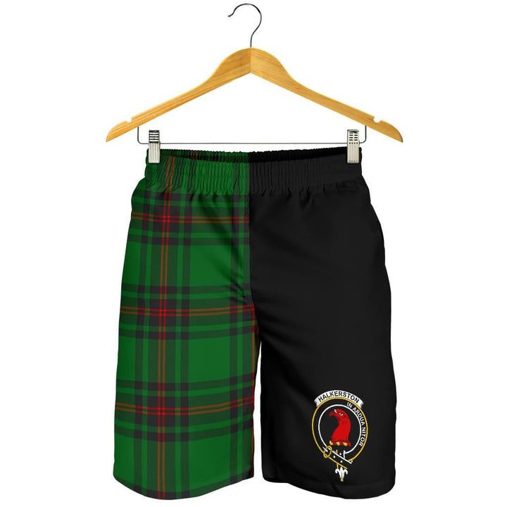 Scottish Halkerston Clan Crest Tartan Half of Me Men's Shorts