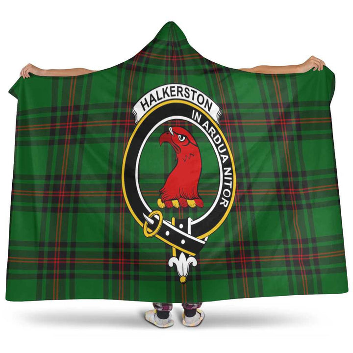 Scottish Halkerston Clan Crest Tartan Hooded Blanket Tartan Plaid 1