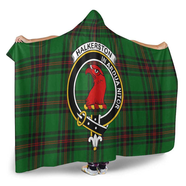 Scottish Halkerston Clan Crest Tartan Hooded Blanket Tartan Plaid 2