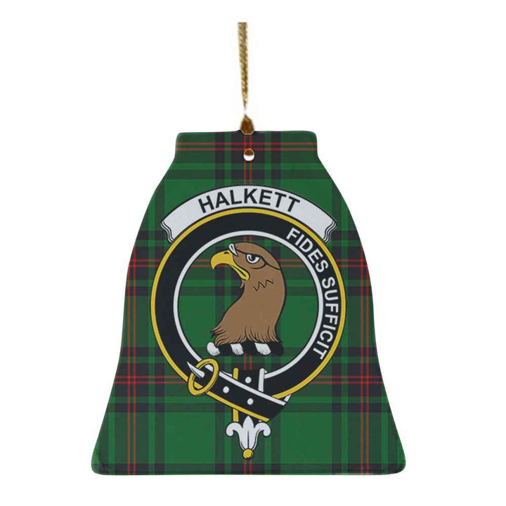 Scottish Halkett Clan Crest Tartan Ceramic Ornament Bell Shape Tartan Plaid