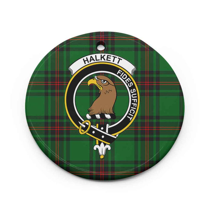 Scottish Halkett Clan Crest Tartan Ceramic Ornament Circle Shape Tartan Plaid