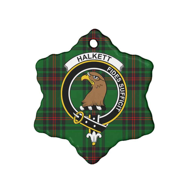 Scottish Halkett Clan Crest Tartan Ceramic Ornament Snow Flake Shape Tartan Plaid