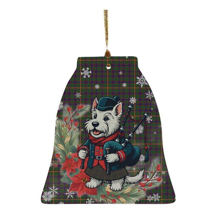 Scottish Hall Clan Tartan Ceramic Ornament Cute Scottish Terrier Dog Bell Style Tartan Plaid