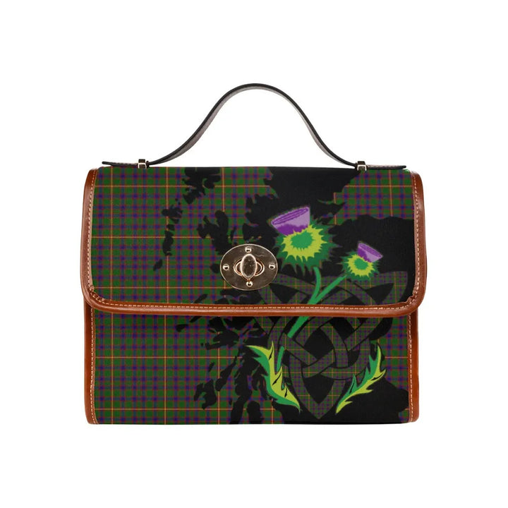 Scottish Hall Clan Tartan Waterproof Canvas Bag With Thistle Tartan Plaid 1