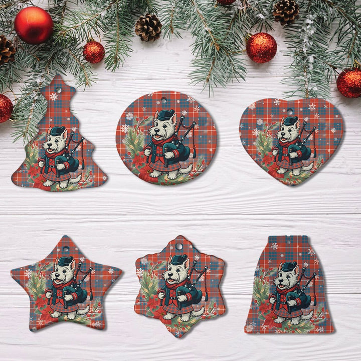 Scottish Hamilton Ancient Clan Tartan Ceramic Ornament Cute Scottish Terrier Dog All Style Tartan Plaid