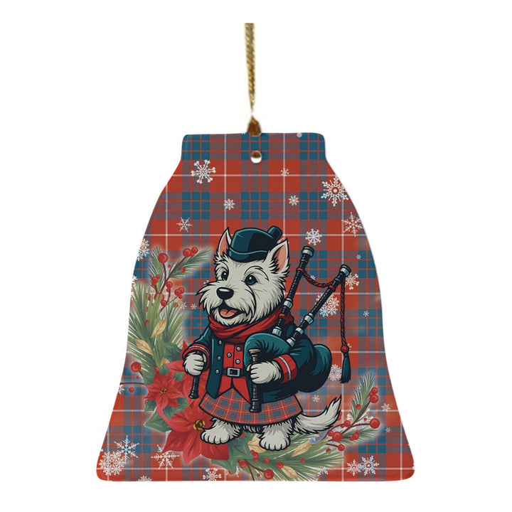 Scottish Hamilton Ancient Clan Tartan Ceramic Ornament Cute Scottish Terrier Dog Bell Style Tartan Plaid
