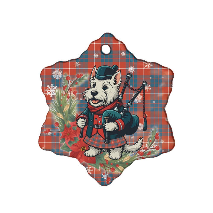 Scottish Hamilton Ancient Clan Tartan Ceramic Ornament Cute Scottish Terrier Dog Snow Flake Style Tartan Plaid