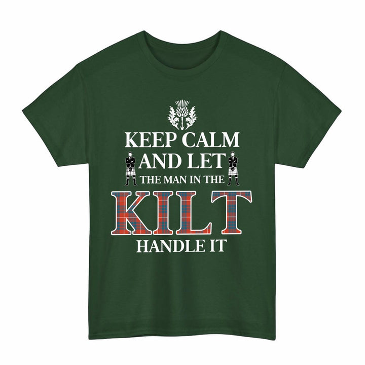 Scottish Hamilton Ancient Clan Tartan T-Shirt - Keep Calm Tartan Plaid Forest Green Color
