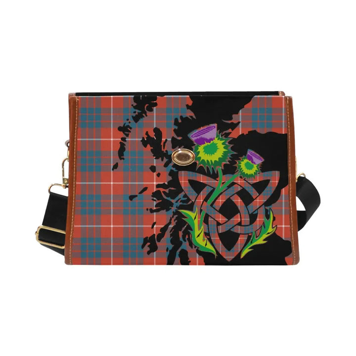 Scottish Hamilton Ancient Clan Tartan Waterproof Canvas Bag With Thistle Tartan Plaid 2