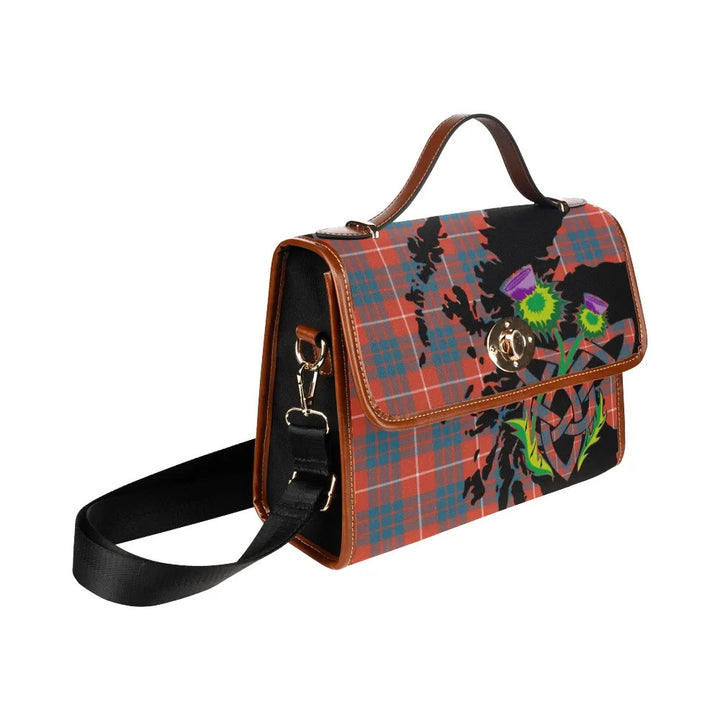 Scottish Hamilton Ancient Clan Tartan Waterproof Canvas Bag With Thistle Tartan Plaid 3