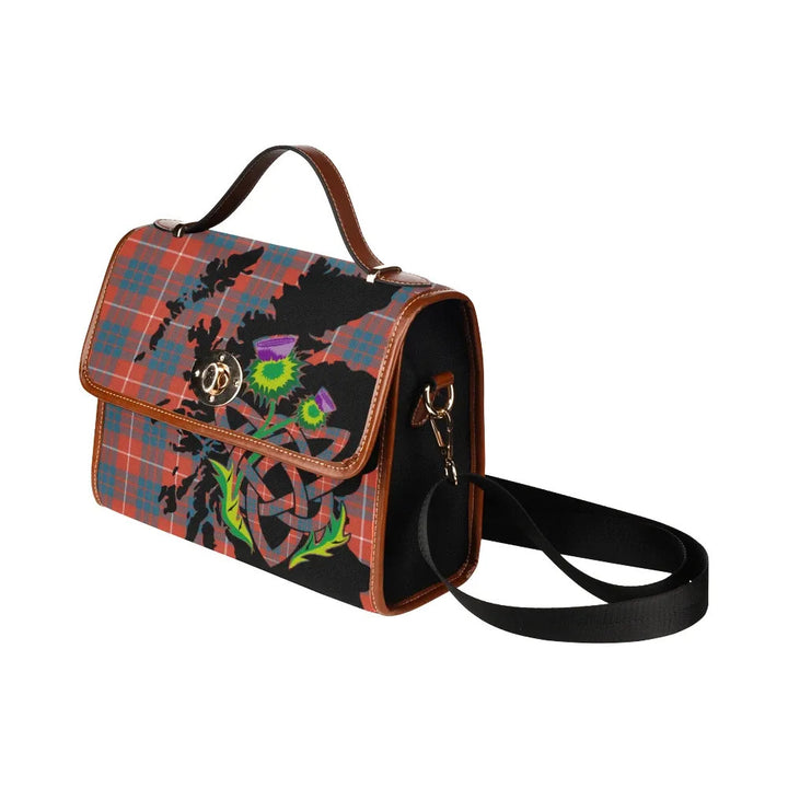 Scottish Hamilton Ancient Clan Tartan Waterproof Canvas Bag With Thistle Tartan Plaid 4